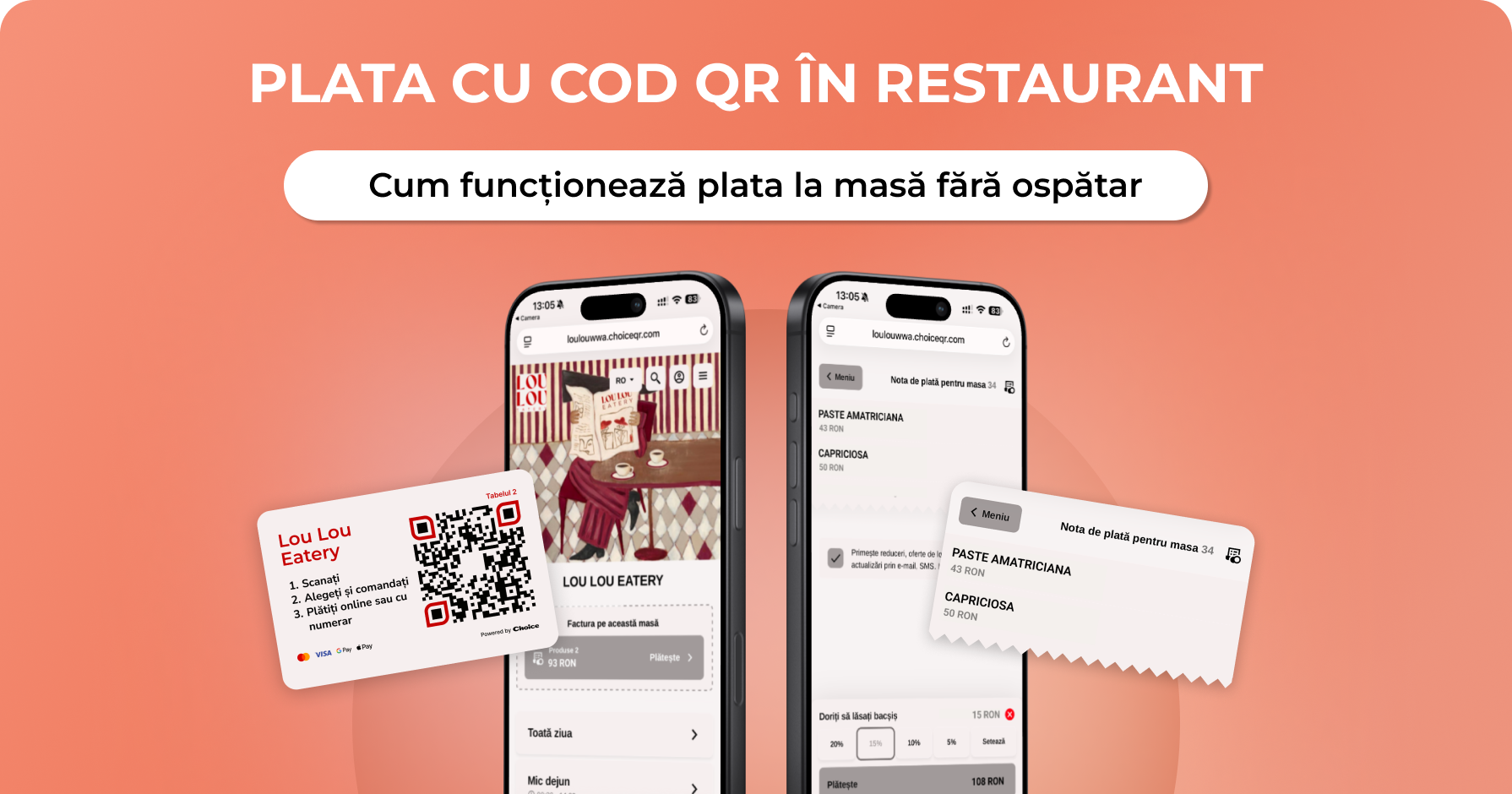 Plata cu cod QR în restaurant — cum funcționează plata la masă fără ospătar - ChoiceQR